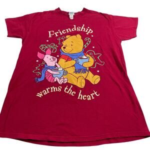 VTG Winnie the Pooh Christmas Holiday Red Nightgown Tunic, One Size Fits Most